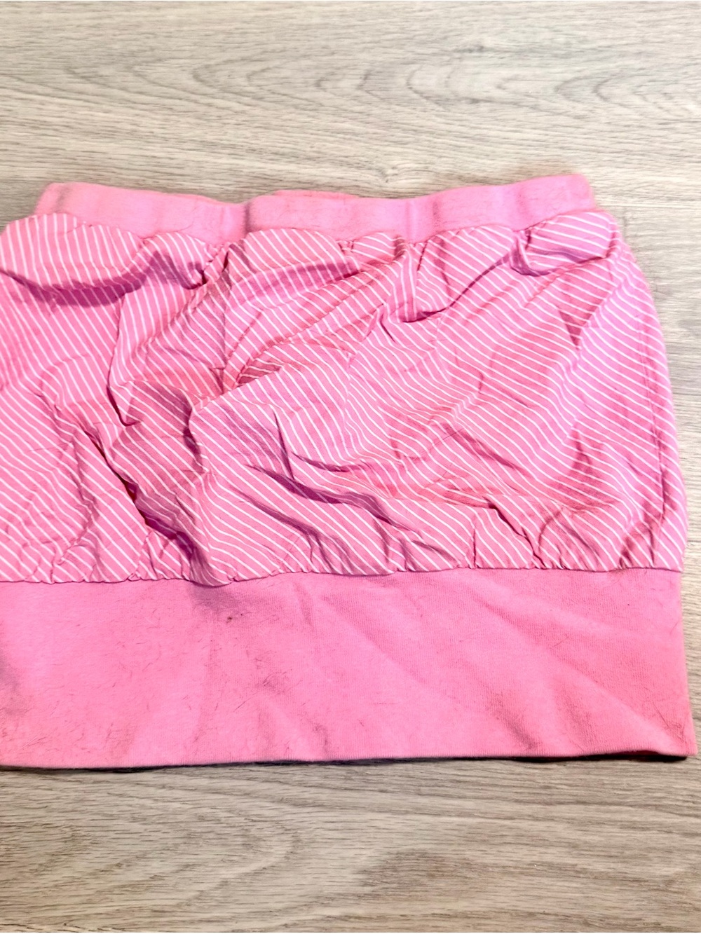 split Pink Ruched Striped Tube top